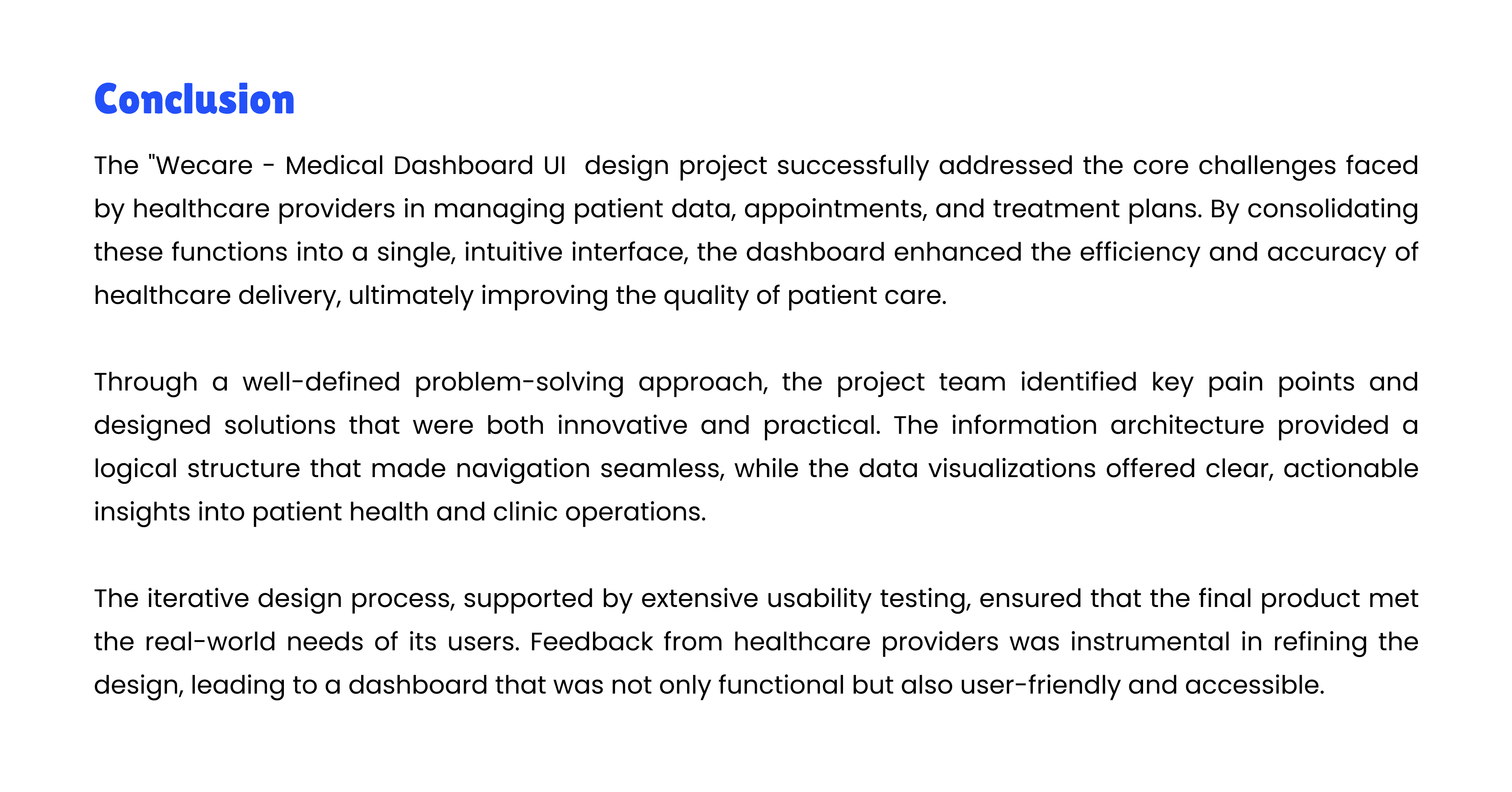 Medical Dashboard case study — page 12